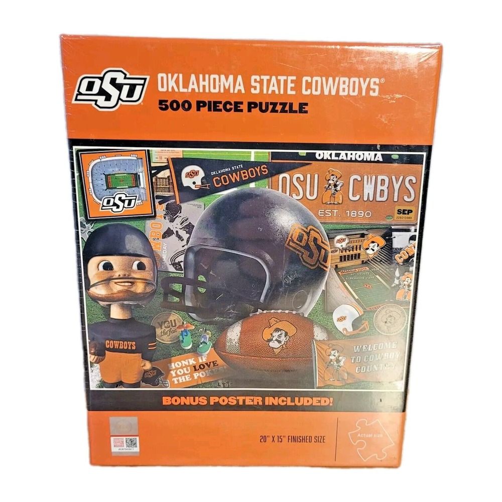 Oklahoma State Cowboys Puzzle with Bonus Poster in Box Sealed 500 Pieces OSU